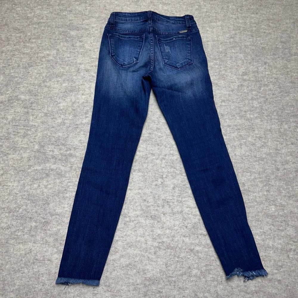 KanCan Women's Dark‎ Wash Distressed Ripped Frayed Hem Skinny Jeans Size 23/0